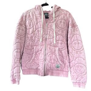BDG Urban Outfitters Smiley Embroidered Quilted Oversized Zip Up Jacket XS